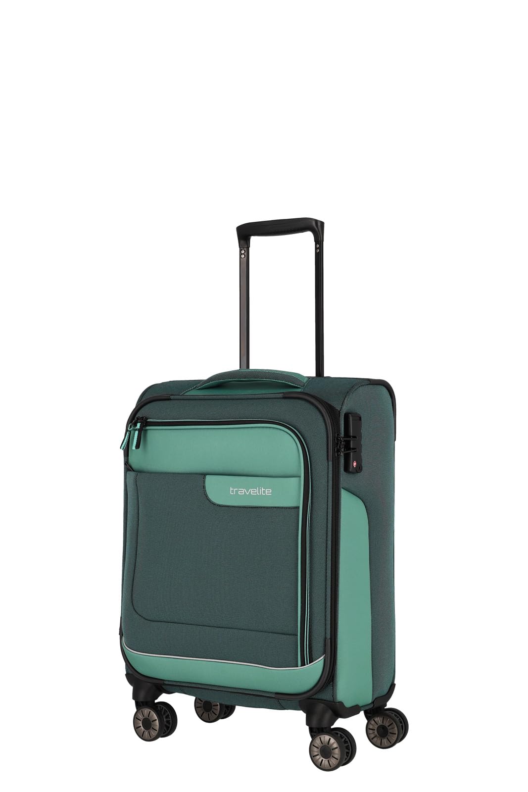 Travelite Bordtrolley Handgepäck Koffer nachhaltig, 4 Rollen, VIIA, Weichgepäck Trolley klein aus recyceltem Material, TSA Schloss, 55 cm, 34 Liter