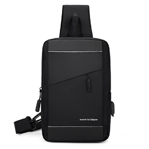 Herren Brusttaschen Lässige Hüfttaschen mit USB-Ladeanschluss Reflektierende Streifen Umhängetaschen Schulter Hüfttasche Sling Bag Herren Hüfttasche für die Reise