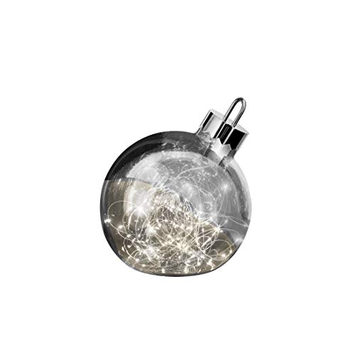 sompex LED Dekoleuchte Ornament | Große Weihnachtskugel mit Beleuchtung | Dekoelement Fußboden/Fensterbank, Durchmesser:Ø 25 cm, Farbe:Glas Smoke
