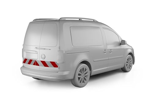 reflecto Kfz-Warnmarkierung passgenau für VW Caddy IV Maxi Baujahr 2015-2020 - rot-weiß, selbstklebend - aus Orafol ORALITE 5921M Reflexfolie - gemäß DIN 30710 (Heck, mit Hecktür)