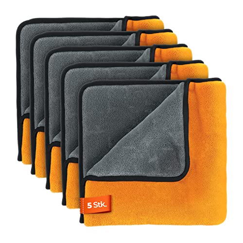 ADBL Puffy Towel Poliertuch 840GSM (5 STK.) - Ideal zum auspolieren von Wachsen - fusselfreies Premium Mikrofasertuch für die Auto & Motorrad Pflege - Autopflege Tuch | 41x41cm