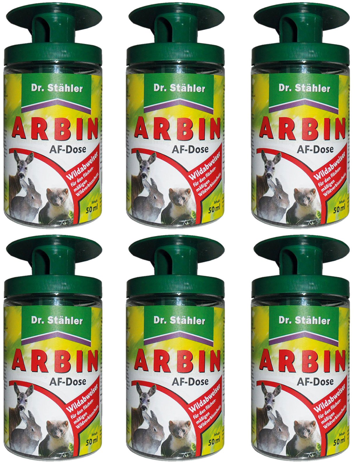 Dr. Stähler Arbin AF Dose, Wildtierabwehr Fernhaltemittel Gardopia Sparpakete + Zeckenzange mit Lupe (6 x 50 ml)