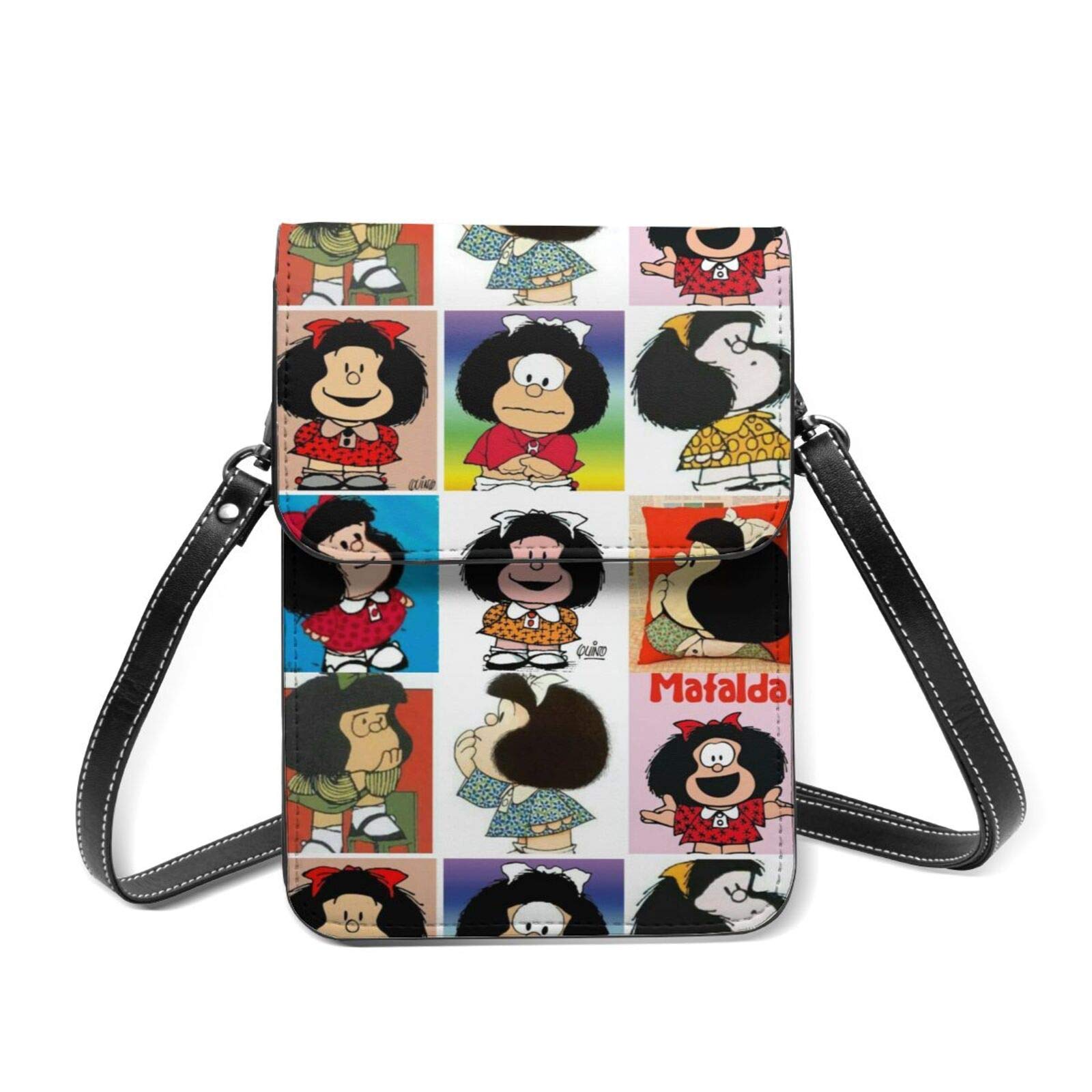 Hdadwy Mafalda Umhängetaschen für Frauen Kleine Handy-Geldbörse mit abnehmbarem Schultergurt Anime Wallet