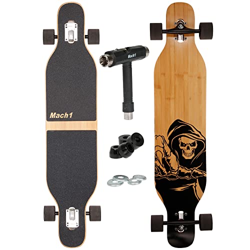 Camber Longboard mit Mach1 Keramik Kugellager in Flex1 Drop Through Cruiser Freeride Skaten Komplettboard mit T-Tool