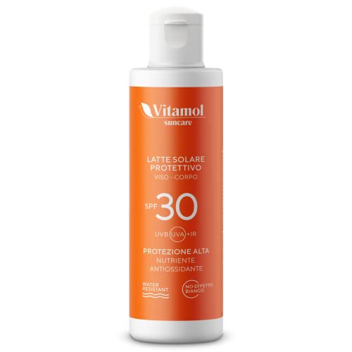 Vitamol Hoher Sonnenschutz SPF 30 Sonnenmilch Gesicht und Körper Schutz vor UVA- und UVB-Strahlen, kein wasserfester weißer Effekt