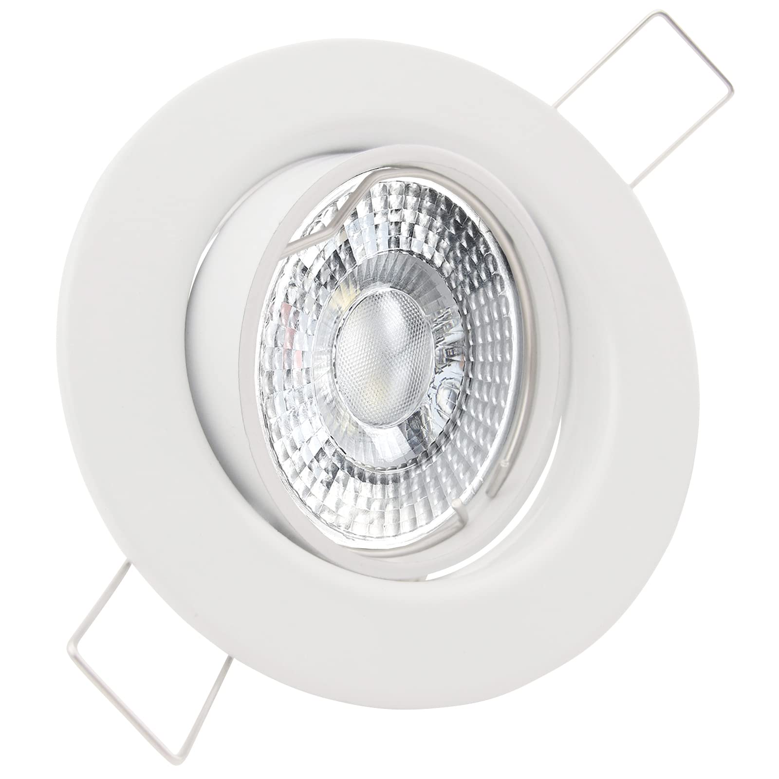 trendlights24 Decora LED Einbaustrahler 230V Weiß rund 3er Set - Spots 4W 405 lm 38-45° GU10 Neutralweiß - Decken Einbauleuchte schwenkbar