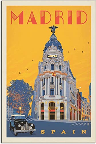 RuiChuangKeJi Leinwandbild, 40 x 60 cm, Rahmenlos, Vintage-Reiseposter, Spanien, Zuhause, Schlafzimmer, dekoratives Poster, Geschenk, Wandbild