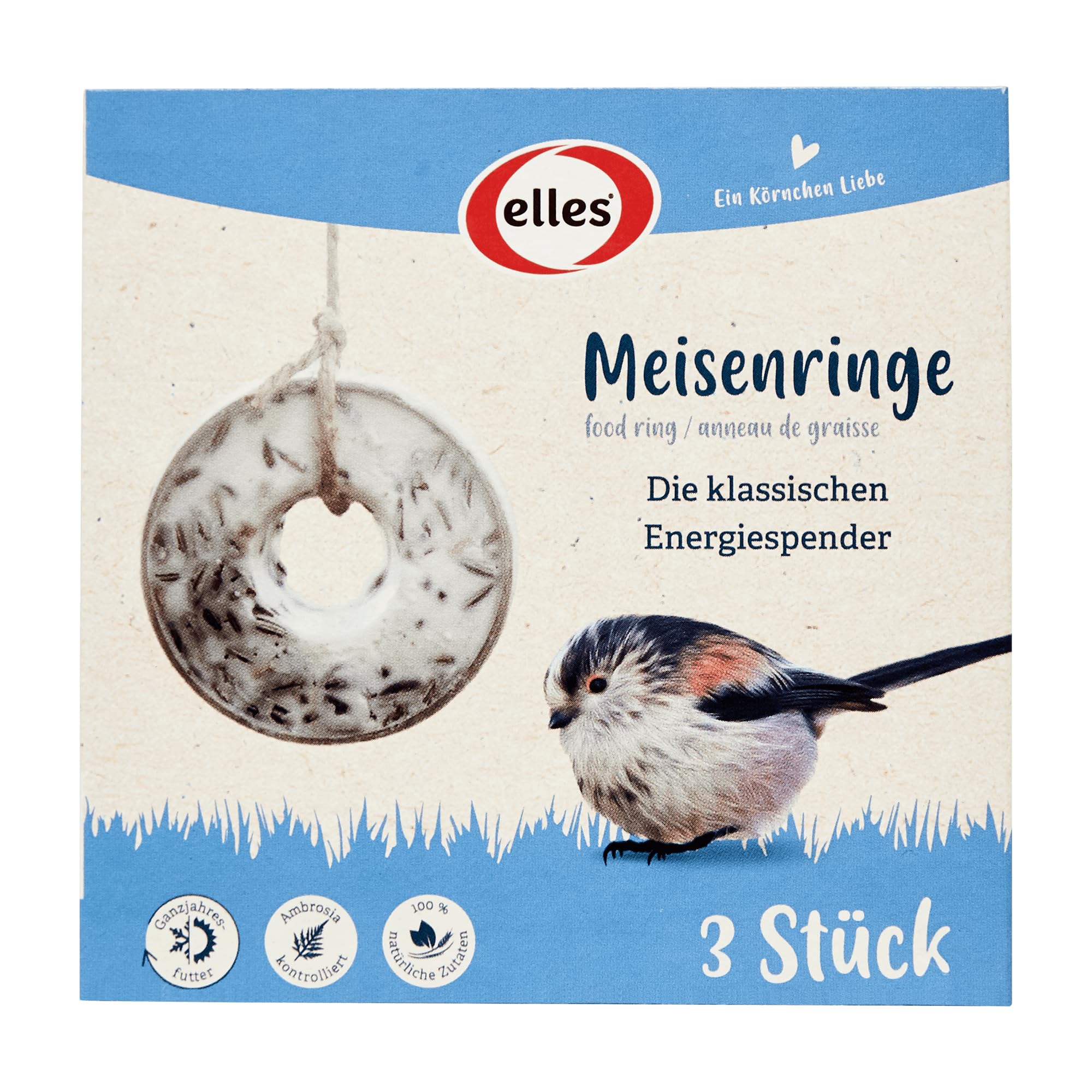 Elles Meisenringe 20 x 3 Stück I Nährstoffreicher Snack & Vogelschaukel I Erlesene Zutaten I Futer für Wildvögel