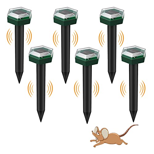 Maulwurf Vertreiber Solar 6 Stück Maulwurfabwehr Maulwurfschreck Mäuse Vertreiben Wühlmaus Schussfalle Ultraschall Tiervertreiber Schädlingsbekämpfung mit IP65 für Draußen Rasen Gartenhöfe