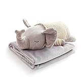 kuaetily Plüsch Kissen mit Decke Set, 2 in 1 gefüllt Tier Spielzeug,Warm Nap Decke Niedlich Plüschtier mit weichem Blanket Süßes Geschenk für Kinder und Freunde. (Elefant)