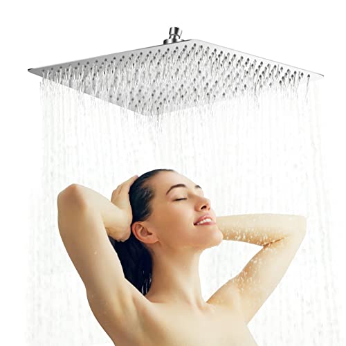 Regendusche Kopfbrause Duschkopf, Quadrat Edelstahl Ultraslim Regenduschkopf Einbauduschköpfe Wasserfall Dusche Kopf Große Platz mit Chrom-Finish (40 x 40cm)