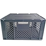 XL Transportbox für Kleintiere/Katzen/Kleine Hunde, Seitenwände vergittert, Boden geschlossen - LxBxH 600x400x320 mm, mit Scharnierdeckel