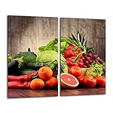 Gsmarkt Herdabdeckplatten Schneidebrett Set 2x30x52 Glasbild Früchte