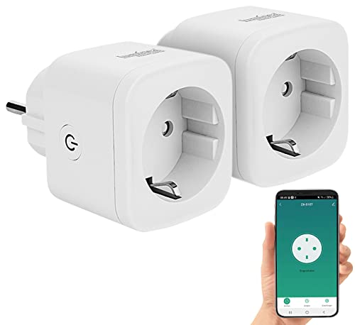 Luminea Home Control Smarthome Steckdosen: 2er-Set WLAN-Steckdosen, Apple-HomeKit-zertifiziert, Sprachsteuerung (Smarthome-Zwischenstecker)