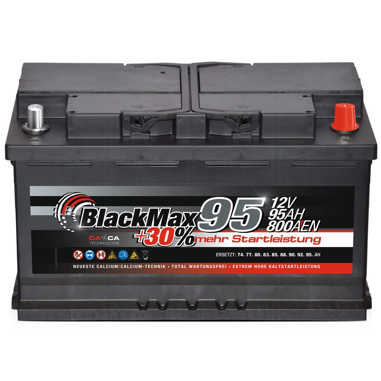 BlackMax Autobatterie 12V 95Ah 800A Starterbatterie MAX95 +30 Edition ersetzt 85Ah 88Ah 92Ah