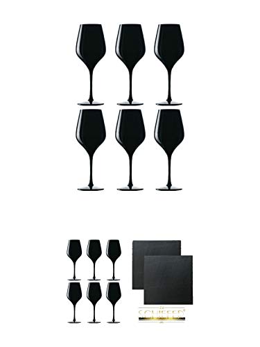 Blind Tastinglas für Wein Exquisit 6 Gläser - 1477402 + Blind Tastinglas für Wein Exquisit 6 Gläser - 1477402 + Schiefer Glasuntersetzer eckig ca. 9,5 cm Ø 2 Stück