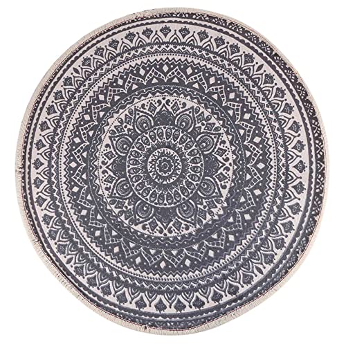 dieyyuca Runder Teppich für Schlafzimmer, rund, Mandala, Bohemian, geeignet für Familienzimmer, runde Teppiche