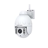 Foscam IP-SD4-Überwachungskamera, WLAN, Dome, PTZ-Drehung, 4 MP, optischer Zoom, horizontal 350°/vertikal 90°-Nachtsicht, 50 m, IP66, kompatibel mit Alexa & Goggle Assistant – Weiß, 1 Unité (Lot de 1)