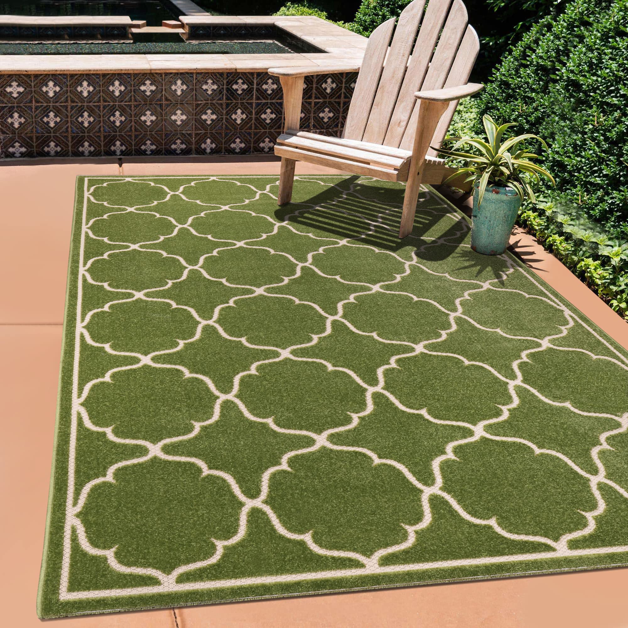 SANAT Outdoor Teppich Wetterfest - Teppich für den Innen- und Außenbereich - Balkon Teppich Wasserabweisend - Teppiche für Terrasse, Garten, Küche, Bad oder Wohnzimmer - Grün, 160 x 230 cm