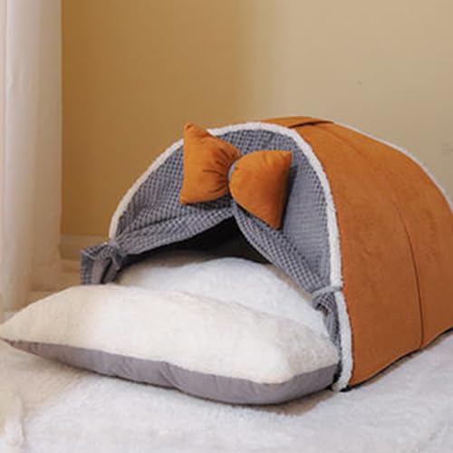 GAUDIO Katzenschlafsack, Hundebett Mittelgroße Hunde, Waschbare Haustierbetten mit Rutschfester Unterseite für Welpen und Kätzchen Im Innenbereich (Color : Brown, Size : M)