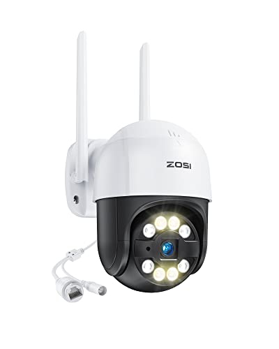 ZOSI C289 Zusatz WLAN Überwachungskamera für ZOSI 3MP WLAN NVR System, 355° Schwenken 140° Neigen, Farb Nachtsicht, 2-Wege-Audio, Licht & Ton Alarm