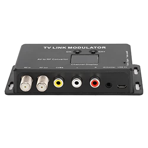 UHF Modulator TV Link Modulator, Universeller TM70 AV zu HF Konverter IR Extender mit Kanalanzeige, PAL/NTSC Optional Kompatibel mit Set Top Box