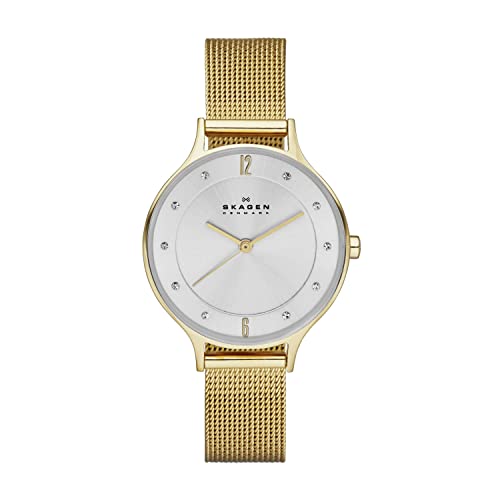 Skagen Damen-Armbanduhr 30MM Armband Edelstahl Gold + GEHÄUSE Quarz SKW2150