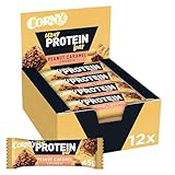 Protein Riegel Corny Peanut Caramel Crunch, 30% Protein, Eiweißriegel ohne Zuckerzusatz, Großpackung, 12x45g