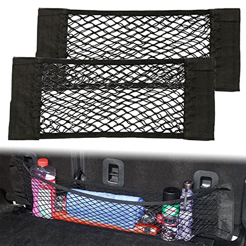 2 Stück Kofferraum netztasche Klett Elastisch Magic Sticker Klett Kofferraumnetz Wandorganizer Tasche für Wohnwagen T4 T5 Boot (XL)