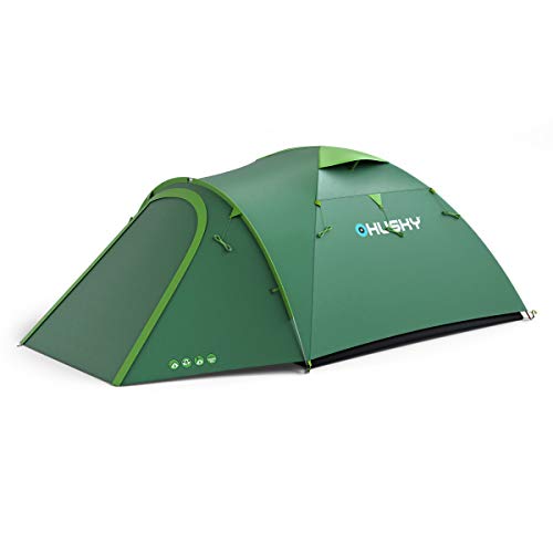 Husky Zelt Bizon 4 Plus für bis zu 4 Personen | Zelt für Trekking, Camping, Outdoor | Grün