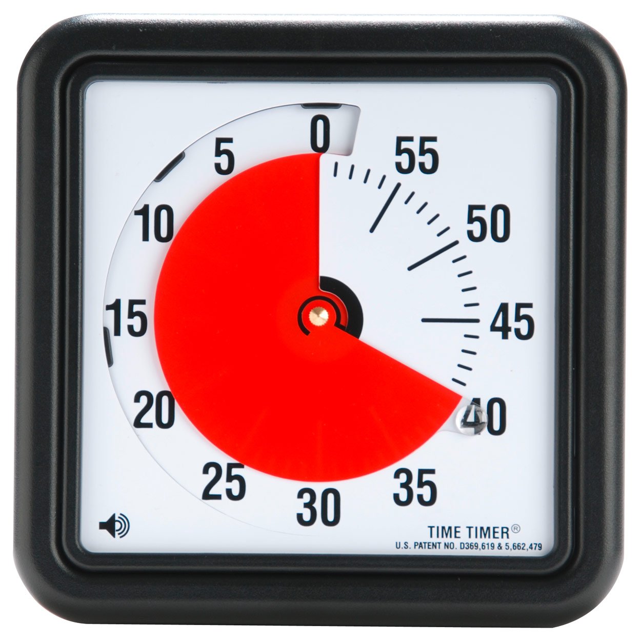Time TTA1-W Timer Original Medium 18x18 cm; 60-minuten visueller Timer - Countdown-Uhr für Klassenzimmer oder Besprechungen für Kinder und Erwachsene (schwarz)