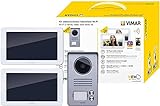 VIMAR K40946 Videosprechenalagen-Set enthält Freisprech-Touchscreen-Videohaustelefon LCD7in und WLAN-Verbindung 2-Taste Klingeltableau Netzgerät, 2 Wohnungen / Familien