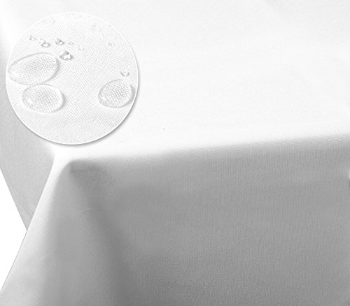 Laneetal 0800049 Tischdecke Leinendecke Leinenoptik Wasserabweisend Lotuseffekt Tischtuch Fleckschutz pflegeleicht abwaschbar schmutzabweisend Eckig 130x220 cm Weiß