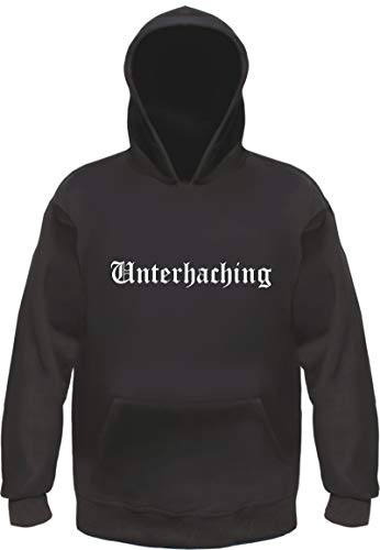 Unterhaching Kapuzensweatshirt - Altdeutsch - Bedruckt - Hoodie Kapuzenpullover XL Schwarz