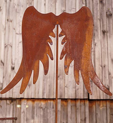 Edelrost Flügel auf Stab 120 cm Garten Dekoration Weihnachten Engelsflügel