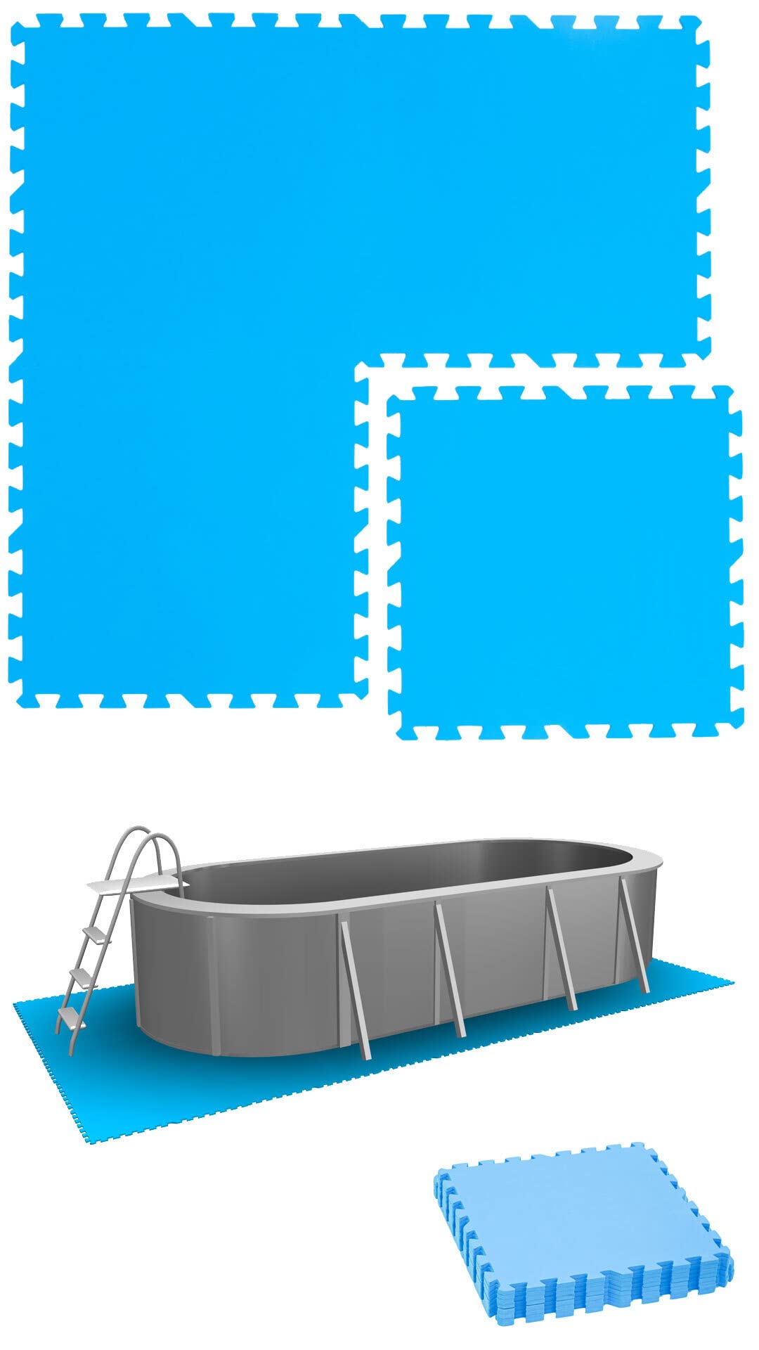 EYEPOWER 1,8m² Poolunterlage aus 8 großen Matten - 50 x 50 x 1cm Dicke Poolmatte - Pool Unterlage Outdoor Matte Poolunterlage 1cm Platten für Pool Boden Poolmatte Poolmatten Schutzboden 50x50