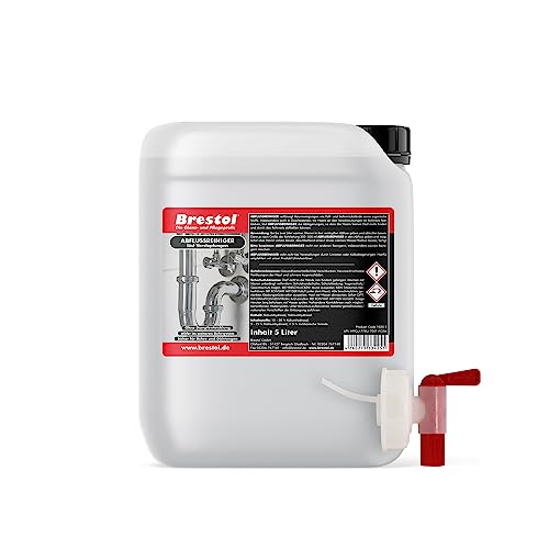 Brestol Abflussreiniger 5 Liter inkl. Auslaufhahn 51 mm - Rohrreiniger flüssig Rohrfrei Abflussfrei Abfluss Rein Siphon Reiniger