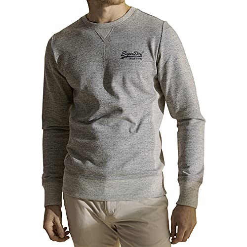 Superdry Herren Orange Label Interest Sweatshirt mit Rundhalsausschnitt Grau Strukturiert XL