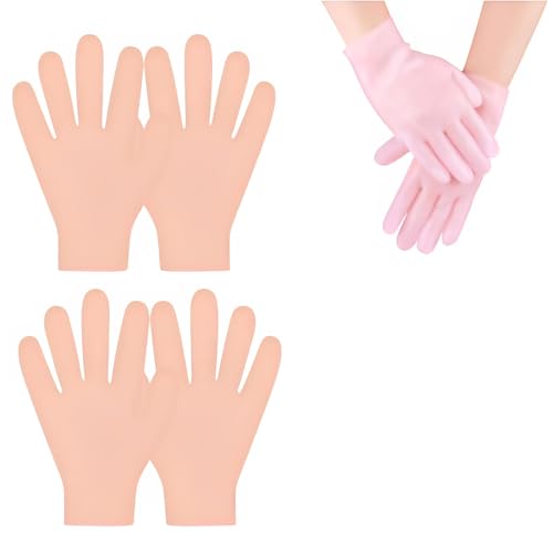 Feuchtigkeitsspendende Handschuhe zur Reparatur trockener, rissiger Hände, 2 Paar Gel-SPA-Feuchtigkeitshandschuhe, zur Reparatur rissiger Hände (Medium,Hautfarbe)