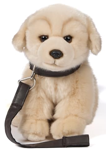 Uni-Toys - Golden Retriever Welpe, sitzend - Mit Leine - 18 cm (Höhe) - Plüsch-Hund, Haustier - Plüschtier, Kuscheltier