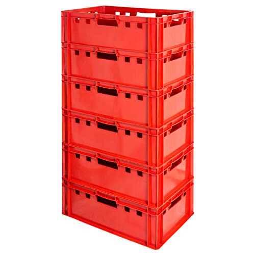 Fleischkiste E2 Fleischkiste Rot Fleischerkiste Fleischkisten Kiste Fleischkiste Eurobox Lebensmittelecht 60 x 40 Metzgerkiste Auswahl Kingpower, Anzahl:6