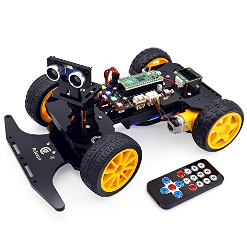 Adeept Smart Car Kit für Raspberry Pi Pico, Linienverfolgung, Hindernisvermeidung, buntes Licht, OLED-Display, DIY STEM IR ferngesteuertes pädagogisches Roboter-Auto-Set mit Tutorials
