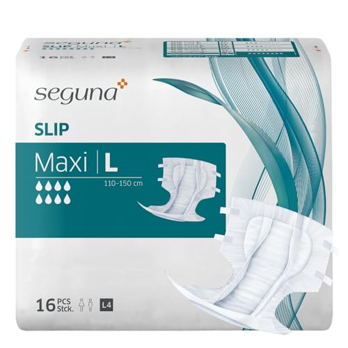 SEGUNA Slip Maxi, Inkontinenz Windeln für Erwachsene, Frauen, Männer, Windeln bei sehr schwerer Blasenschwäche, Stuhlinkontinenz (L (Beutel 16 Stück))