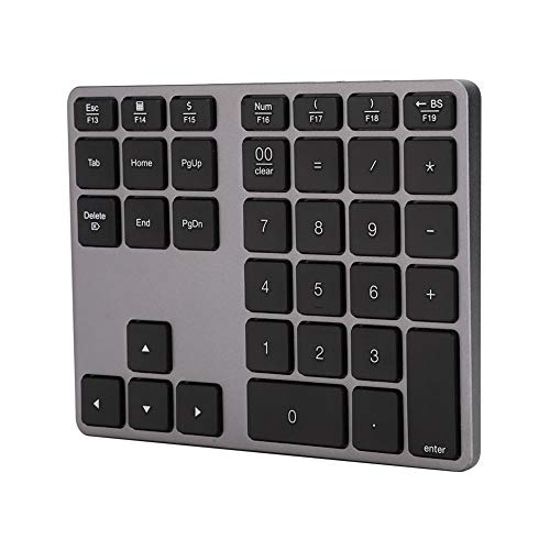 Goshyda Drahtlose Zifferntastatur, tragbare Bluetooth-Tastatur mit 35 Tasten und Ziffernzahl mit 300 mAh Akkukapazität für Laptop Notebook Smartphone(Grau)