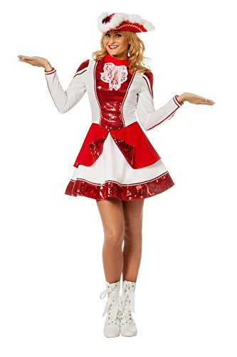Wilbers 4140 Damenkostüm Tanzmariechen Deluxe Pailetten Rot Weiß Garde Kostüm Damen Karneval Fasching