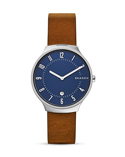 Skagen Herren Analog Quarz Smart Watch Armbanduhr mit Leder Armband SKW6457