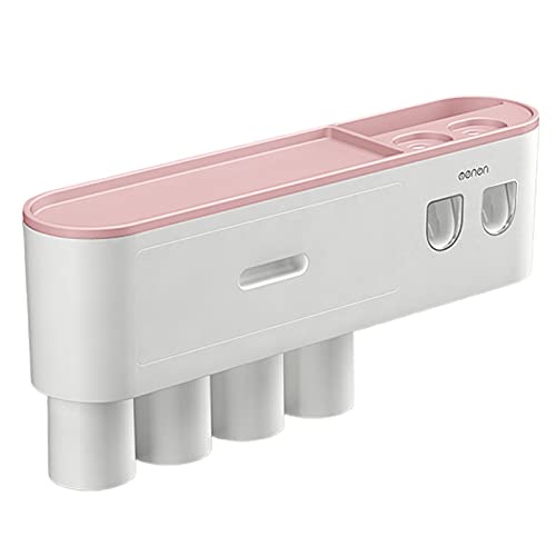 Livecitys Toothbrush Rack Wear-resistant Space Saving Great Punch-free Mouthwash Cup Toothbrush Holder Pink