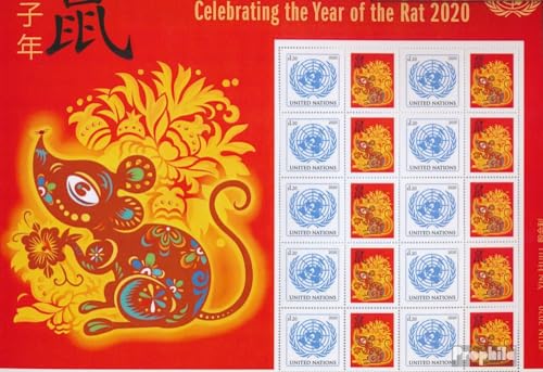 Prophila Collection UNO - New York 1730Klb Kleinbogen (kompl.Ausg.) postfrisch ** MNH 2020 Chinesisches Neujahr (Briefmarken für Sammler) Astrologie/Sternzeichen