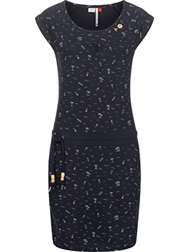 Ragwear Damen Baumwoll Jersey Kleid Sommerkleid Strandkleid Penelope Navy Print A22 Gr. XS