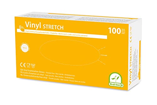 Medi-Inn+ Vinyl Stretch puderfrei Einmalhandschuhe Größe S | 1000 Stück | Vinylhandschuhe in praktischer Spenderbox